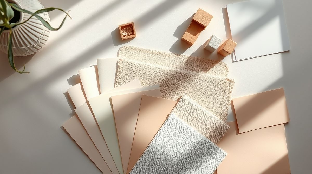 Paleta de cores claras e móveis indicados para sala de estar pequena.