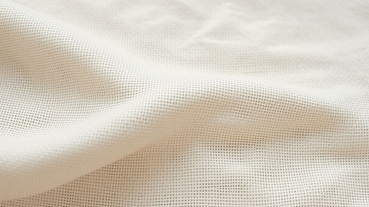 Close-up da textura natural do tecido linho cru.