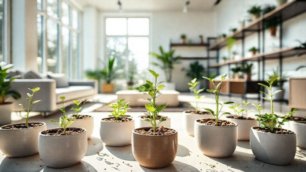 Galho de planta colocado em substrato úmido dentro de vaso pequeno.