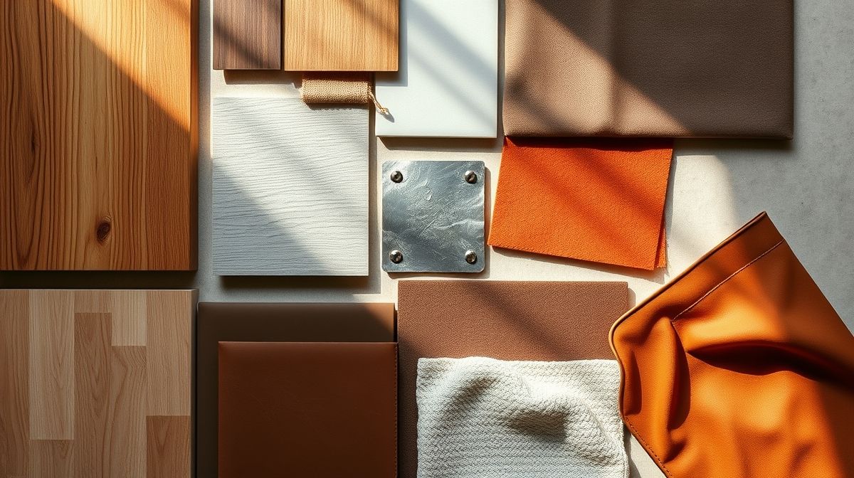 Close em diferentes tipos de materiais e acabamentos usados em banquetas de cozinha.