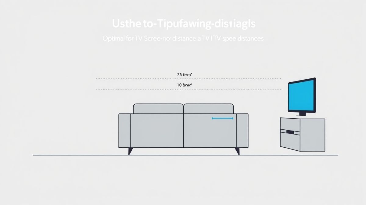 Diagrama ilustrando a distância recomendada entre TV e sofá por tamanho de tela.