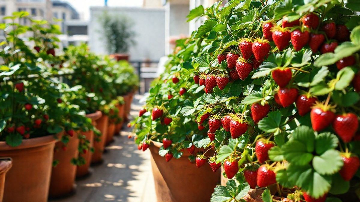 dicas ilustradas de como plantar morango em casa em vaso com frutos vermelhos
