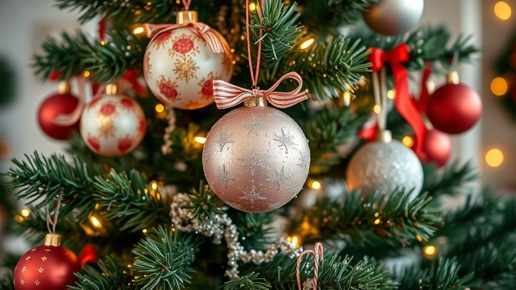 Bolas de Natal artesanal passo a passo decoradas com glitter e fitas coloridas