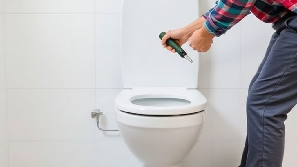 Profissional instalando vaso sanitário sustentável em banheiro claro.