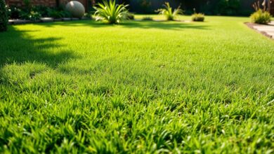 Gramado verde com aparência saudável após o processo de aeração.