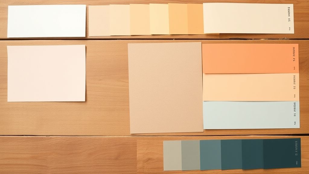 Variações de cores de tintas em amostras organizadas lado a lado.