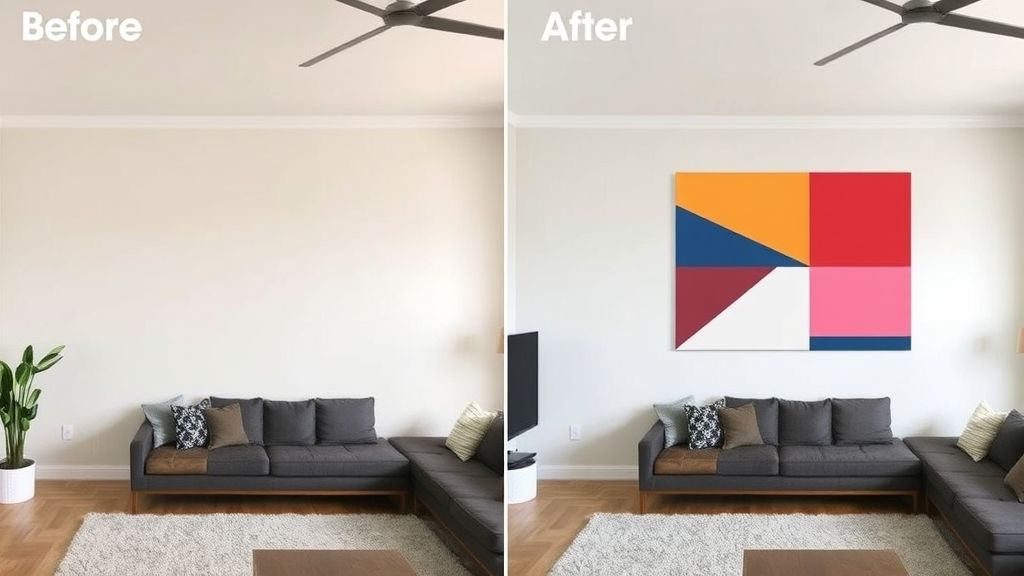 Parede finalizada com pintura criativa em duas cores.