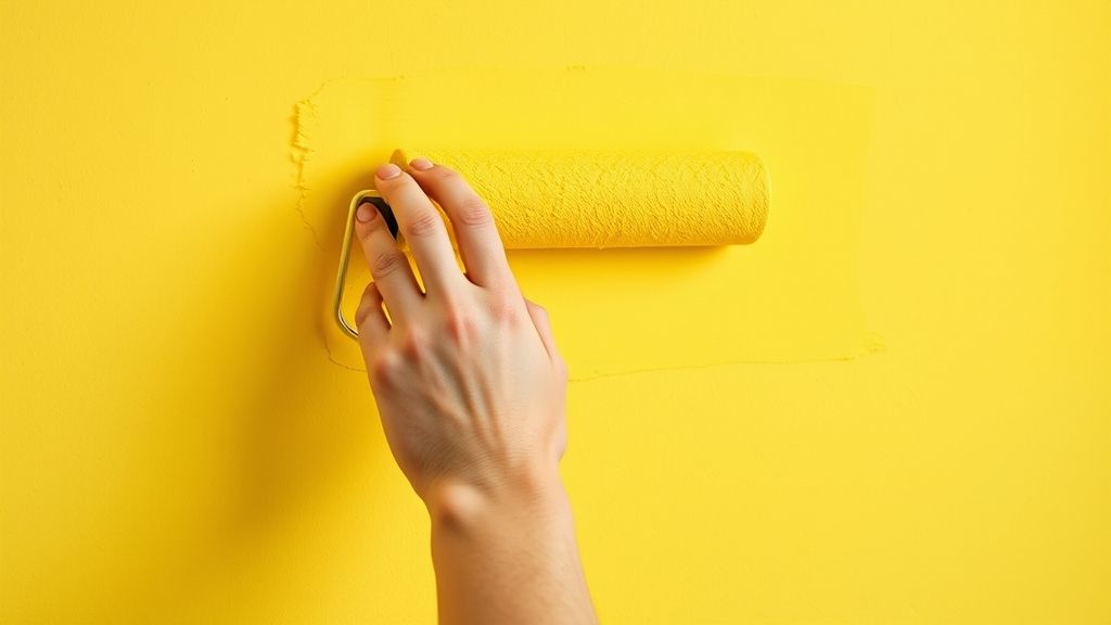 Pessoa pintando parede em tom vibrante para destacar ambiente.
