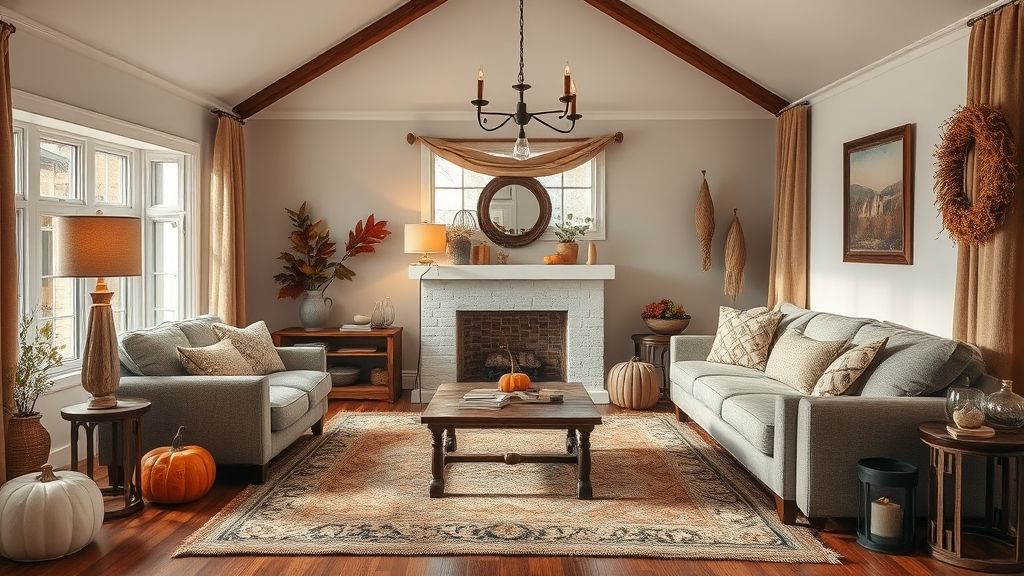 Ambiente finalizado com decoração de outono aconchegante.