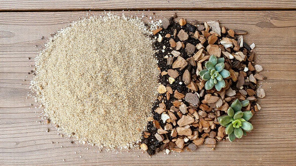 Mistura de terra, areia grossa e perlita para suculentas.