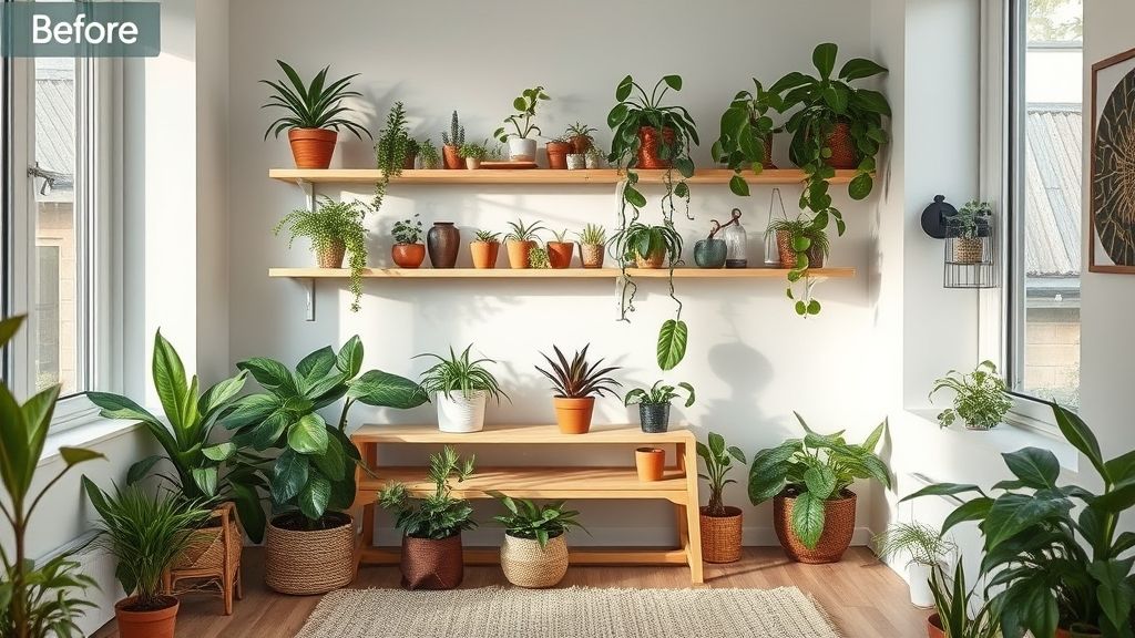 Ambiente final com diversas plantas purificadoras compondo a decoração da casa.