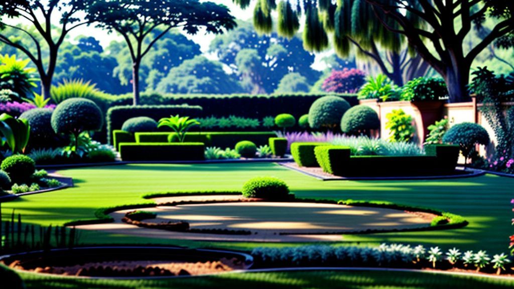 Jardim saudável com plantas verdes e solo limpo após tratamento contra cupins.
