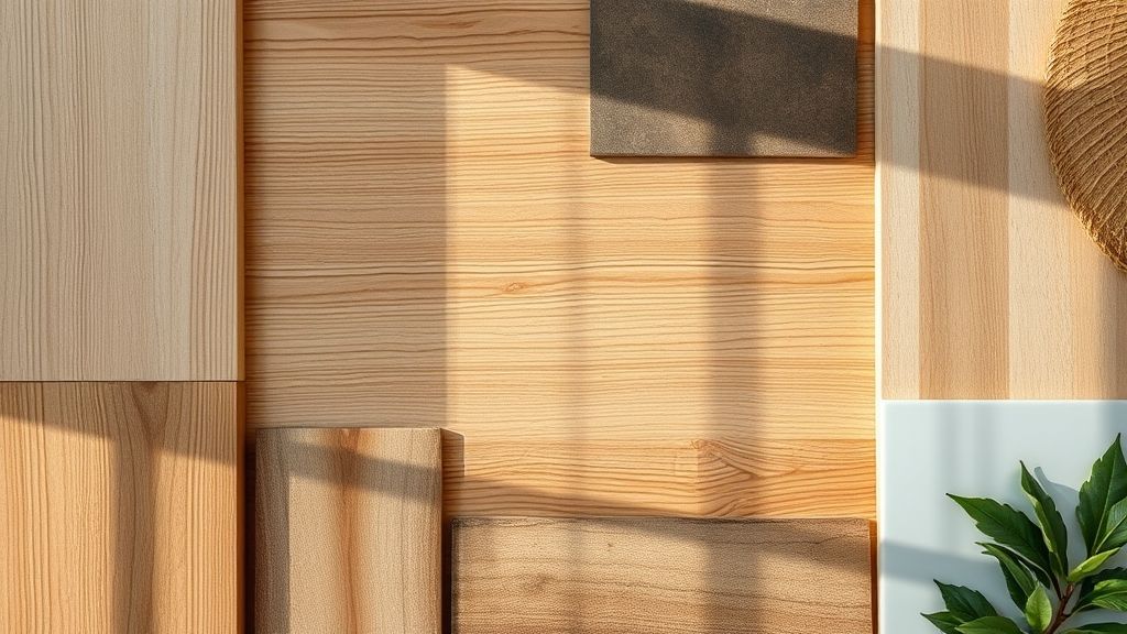 Close em texturas e materiais usados para valorizar ambientes, como madeira e metal iluminados.