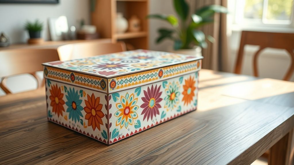 Caixa organizadora de MDF pintada e decorada pronta para uso.