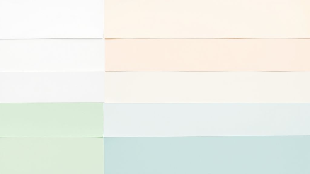 Amostra de tintas em tons claros e frios usada para ampliar ambientes.